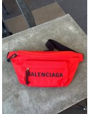 BALENCIAGA SPORT NYLON LOGO EMBROIDERED WHEEL BELT-PACK IN BRIGHT RED & BLACK BAG