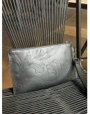 VERSACE BAROCCO EMBOSSED CLUTCH IN BLACK LEATHER 