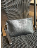 VERSACE BAROCCO EMBOSSED CLUTCH IN BLACK LEATHER 