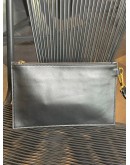 VERSACE PATTERN CLUTCH IN BLACK & YELLOW LEATHER / CANVAS 