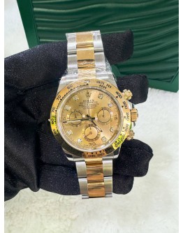 ROLEX DAYTONA COSMOGRAPH WITH HALF 18K 750 YELLOW GOLD REF 116503 CHAMPAGNE DIAL 40MM AUTOMATIC WATCH