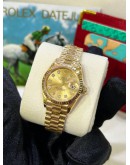 ROLEX LADY DATEJUST FULL 18K 750 YELLOW GOLD REF 79178 DIAMONDS & GOLD DIAL 26MM AUTOMATIC WATCH 