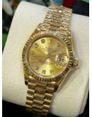 ROLEX LADY DATEJUST FULL 18K 750 YELLOW GOLD REF 79178 DIAMONDS & GOLD DIAL 26MM AUTOMATIC WATCH 