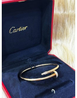 CARTIER JUSTE UN CLOU 18K 750 ROSE GOLD WITH DIAMONDS BRACELET IN SIZE 19