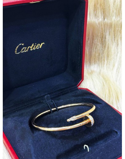 CARTIER JUSTE UN CLOU 18K 750 ROSE GOLD WITH DIAMONDS BRACELET IN SIZE 19