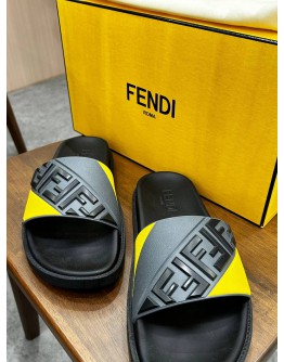FENDI RUBBER FUSSBETTS SLIDE WITH EMBOSSED DIAGONAL FF MOTIF 
