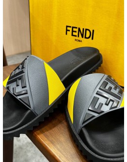 FENDI RUBBER FUSSBETTS SLIDE WITH EMBOSSED DIAGONAL FF MOTIF 