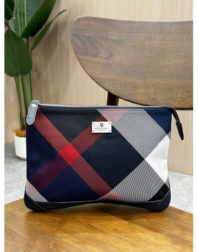 BURBERRY BLACK LABEL CLUTCH IN CHECKED CANVAS