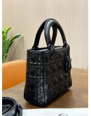CHRISTIAN DIOR SMALL LADY DIOR IN DIAMOND MOTIF MATTE BLACK 