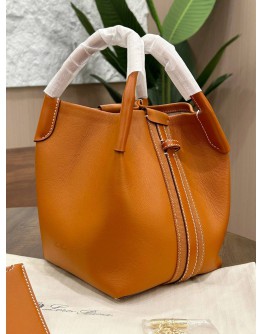 LORO PIANA SMALL BALE BAG IN WARM TAN SUN GOLD L0C2 SMOOTH CALF LEATHER