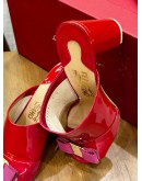 SALVATORE FERRAGAMO BOW MULES WEDGES HEEL IN RED PATENT LEATHER 