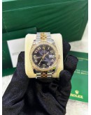 ROLEX DATEJUST 36 REF 116243 HALF 18K 750 YELLOW GOLD & FACTORY DIAMONDS BEZEL BLACK DIAL 36MM AUTOMATIC WATCH  