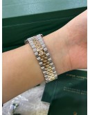 ROLEX DATEJUST 36 REF 116243 HALF 18K 750 YELLOW GOLD & FACTORY DIAMONDS BEZEL BLACK DIAL 36MM AUTOMATIC WATCH  