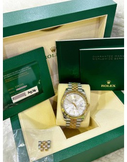 ROLEX DATEJUST 41 REF 126333 JUBILEE HALF 18K 750 YELLOW GOLD SILVER DIAL 41MM AUTOMATIC WATCH  