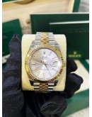 ROLEX DATEJUST 41 REF 126333 JUBILEE HALF 18K 750 YELLOW GOLD SILVER DIAL 41MM AUTOMATIC WATCH  