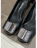 SALVATORE FERRAGAMO SILVER VARA STUDS PUMPS HEELS 