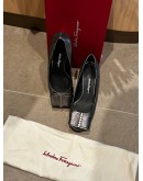 SALVATORE FERRAGAMO SILVER VARA STUDS PUMPS HEELS 