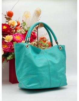 LANCEL FRENCH FLAIR HOBO SHOULDER BAG IN TURQUOISE PEBBLED LEATHER