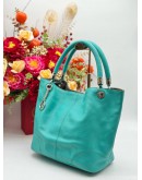 LANCEL FRENCH FLAIR HOBO SHOULDER BAG IN TURQUOISE PEBBLED LEATHER