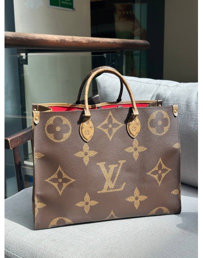 LOUIS VUITTON ON THE GO GM IN REVERSE MONOGRAM CANVAS HANDLE TOTE BAG