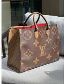 LOUIS VUITTON ON THE GO GM IN REVERSE MONOGRAM CANVAS HANDLE TOTE BAG