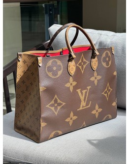 LOUIS VUITTON ON THE GO GM IN REVERSE MONOGRAM CANVAS HANDLE TOTE BAG