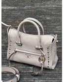 MICHAEL KORS CARINE SMALL STUDDED PEBBLED LEATHER SATCHEL  