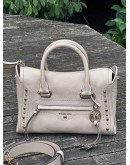 MICHAEL KORS CARINE SMALL STUDDED PEBBLED LEATHER SATCHEL  