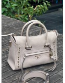 MICHAEL KORS CARINE SMALL STUDDED PEBBLED LEATHER SATCHEL  