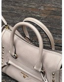 MICHAEL KORS CARINE SMALL STUDDED PEBBLED LEATHER SATCHEL  