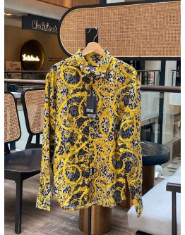 VERSACE JEANS COUTURE MENS LEO CHAIN PRINT LONG SLEEVE SHIRT