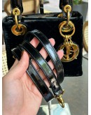 CHRISTIAN DIOR VINTAGE MINI LADY DIOR IN BLACK SUEDE & GOLD HARDWARE