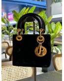 CHRISTIAN DIOR VINTAGE MINI LADY DIOR IN BLACK SUEDE & GOLD HARDWARE