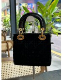 CHRISTIAN DIOR VINTAGE MINI LADY DIOR IN BLACK SUEDE & GOLD HARDWARE
