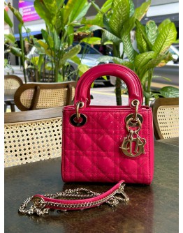 CHRISTIAN DIOR MINI LADY DIOR IN BARBIE PINK PATENT LEATHER  