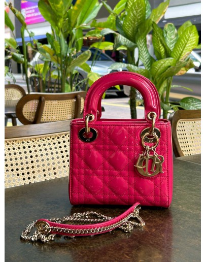 CHRISTIAN DIOR MINI LADY DIOR IN BARBIE PINK PATENT LEATHER  