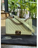CHANEL MEDIUM BOY IN SOFT YELLOW PATENT LEATHER