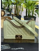 CHANEL MEDIUM BOY IN SOFT YELLOW PATENT LEATHER