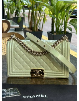 CHANEL MEDIUM BOY IN SOFT YELLOW PATENT LEATHER