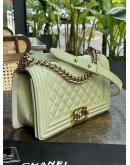 CHANEL MEDIUM BOY IN SOFT YELLOW PATENT LEATHER