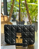 CHRISTIAN DIOR DIORADDICT FLAP BAG IN BLACK CANNAGE LAMBSKIN LEATHER