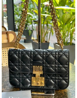 CHRISTIAN DIOR DIORADDICT FLAP BAG IN BLACK CANNAGE LAMBSKIN LEATHER