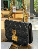 CHRISTIAN DIOR DIORADDICT FLAP BAG IN BLACK CANNAGE LAMBSKIN LEATHER