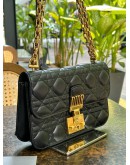 CHRISTIAN DIOR DIORADDICT FLAP BAG IN BLACK CANNAGE LAMBSKIN LEATHER