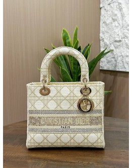 CHRISTIAN DIOR SEASONAL MEDIUM LADY DIOR D-LITE DRAPE IN CRYSTAL