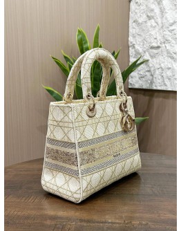 CHRISTIAN DIOR SEASONAL MEDIUM LADY DIOR D-LITE DRAPE IN CRYSTAL