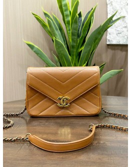 CHANEL MINI SQUARE COCO CHEVRON ENVELOPE CHAIN BAG  