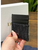 CHRISTIAN DIOR CARD HOLDER IN BLACK DIOR OBLIQUE JACQUARD WITH BLACK GRAINED CALF LEATHER