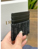 CHRISTIAN DIOR CARD HOLDER IN BLACK DIOR OBLIQUE JACQUARD WITH BLACK GRAINED CALF LEATHER