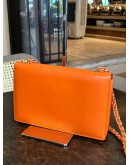 SALVATORE FERRAGAMO VARA BOW CHAIN CROSSBODY BAG IN COWHIDE TANGERINE ORANGE LEATHER